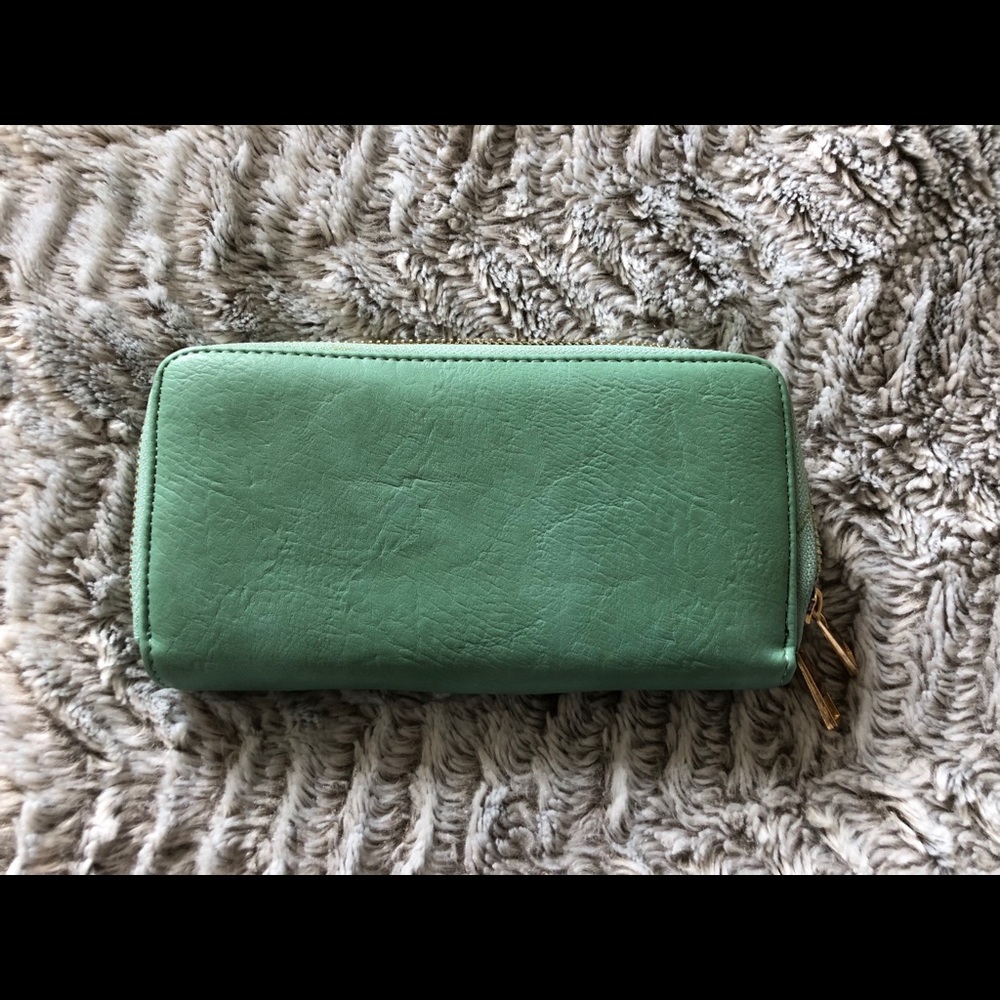 Mint Double Zipper Wallet